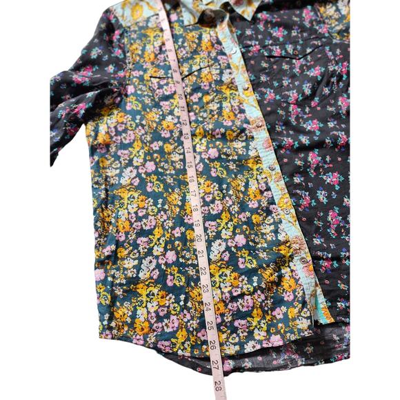 Sundance Women's Mixed Floral Print Long Sleeves Button Down Patchwork Shirt L - Picture 5 of 5